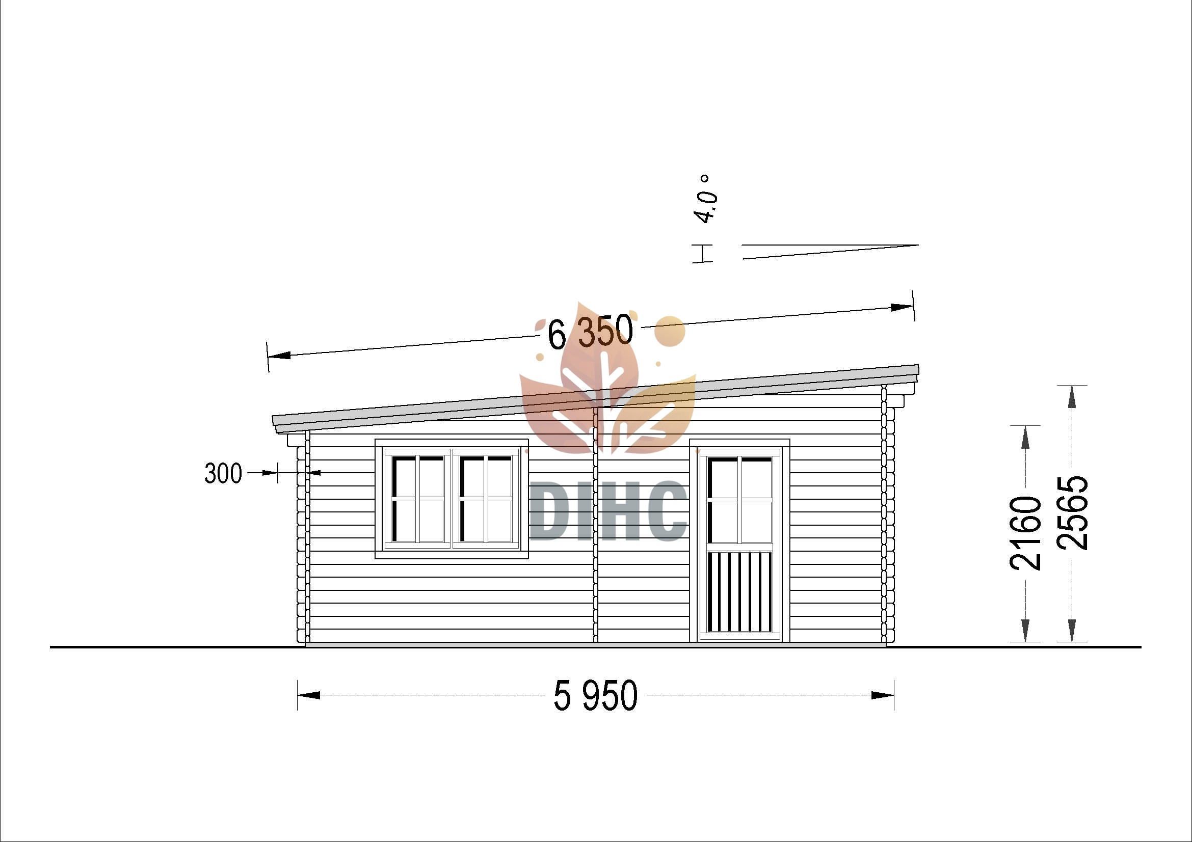 Tregarasje med moderne flatt tak 24 m², 44mm