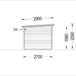 Redskapsbod med terrasse LARISSA (28 mm), 7 m² + 7 m²
